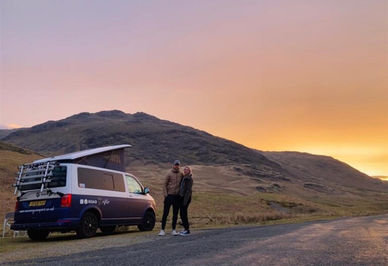 camper at sunset